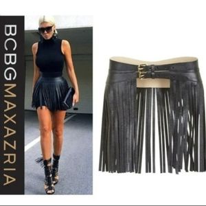 BCBG MAXAZRIA Black Fringe Waist Belt, Sz. Medium
